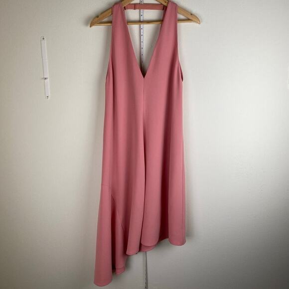 Tibi V Draped Midi Dress Size 0 Pink Haze Crepe Jumper Asymmetric Guest Designer - Picture 9 of 16